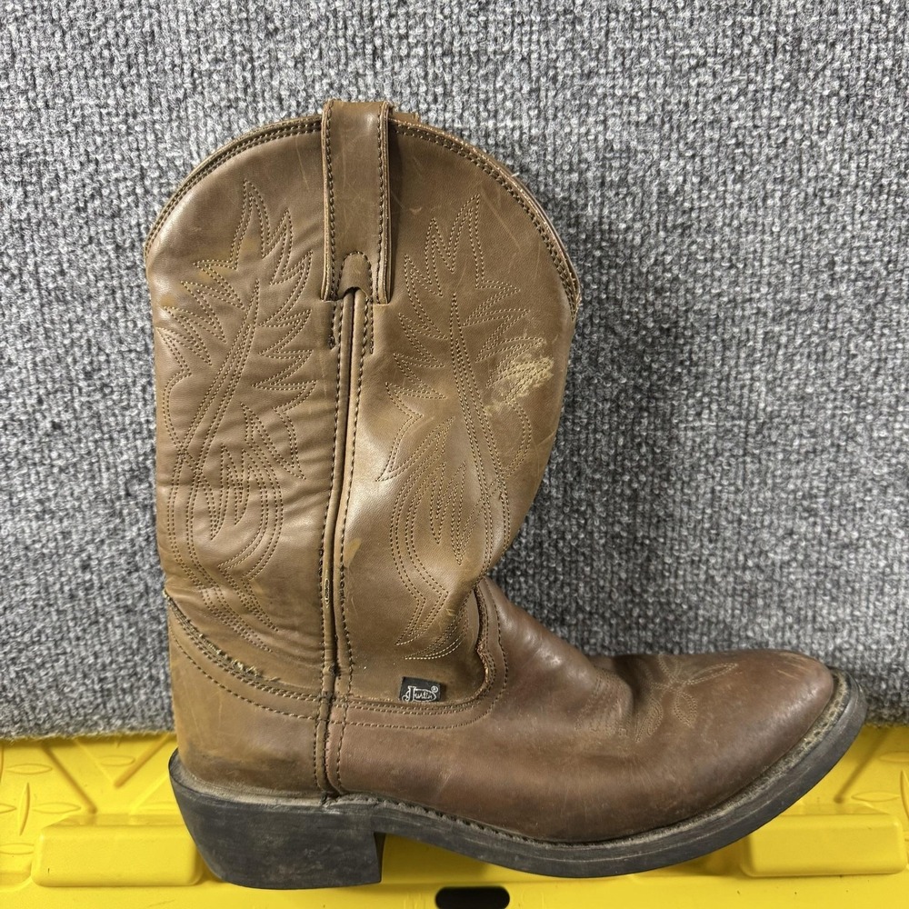 Justin Boots Mens Size 9.5D Brown Leather Western Work Boots Round Toe JB1100